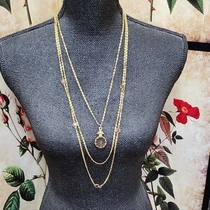 VINTAGE GOLDETTE CAMEO MULTI CHAIN NECKLACE